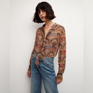 NWT Veronica Beard Paisley Silk Print Long Sleeve Blouse $394 MSRP size 2